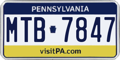 PA license plate MTB7847