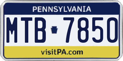 PA license plate MTB7850