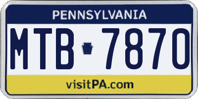 PA license plate MTB7870