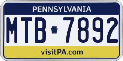 PA license plate MTB7892