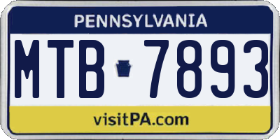 PA license plate MTB7893