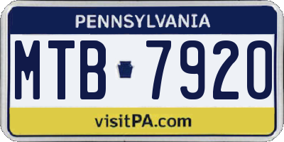 PA license plate MTB7920