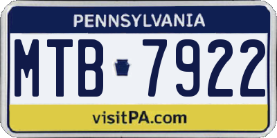 PA license plate MTB7922