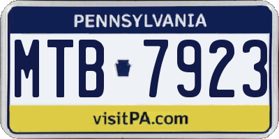 PA license plate MTB7923