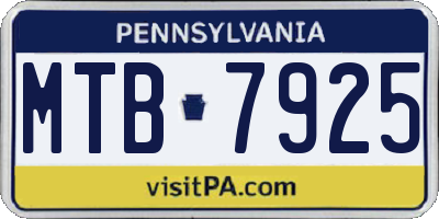 PA license plate MTB7925