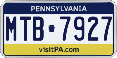 PA license plate MTB7927
