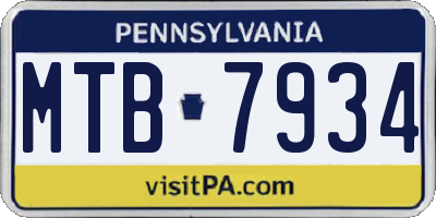 PA license plate MTB7934