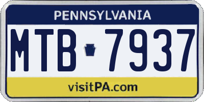 PA license plate MTB7937
