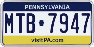 PA license plate MTB7947
