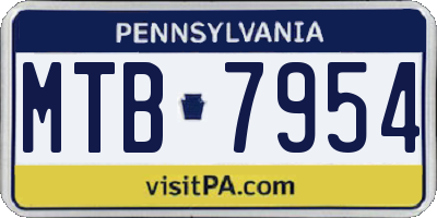 PA license plate MTB7954