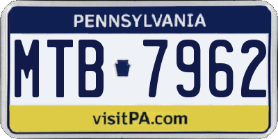 PA license plate MTB7962