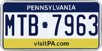 PA license plate MTB7963