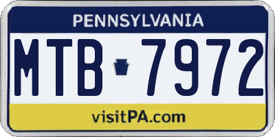 PA license plate MTB7972