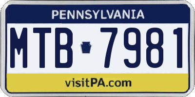 PA license plate MTB7981