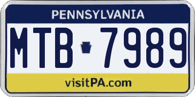 PA license plate MTB7989