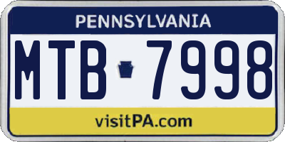 PA license plate MTB7998