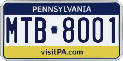 PA license plate MTB8001