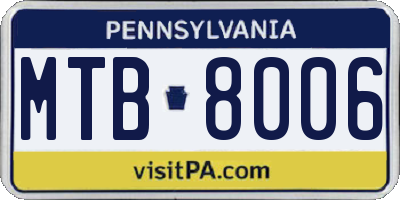 PA license plate MTB8006