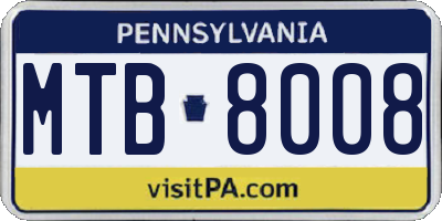 PA license plate MTB8008