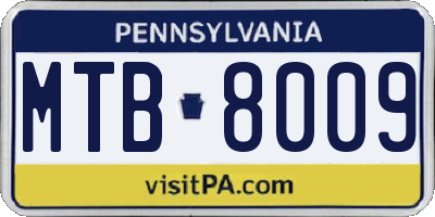 PA license plate MTB8009
