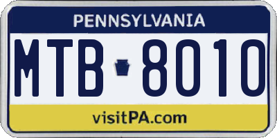 PA license plate MTB8010