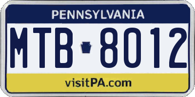 PA license plate MTB8012