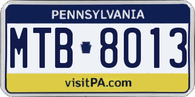 PA license plate MTB8013