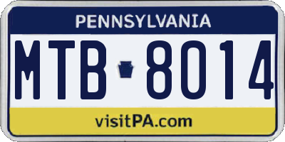 PA license plate MTB8014