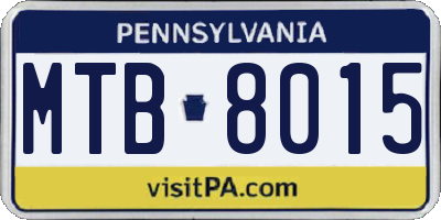 PA license plate MTB8015