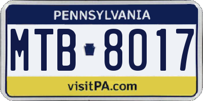 PA license plate MTB8017