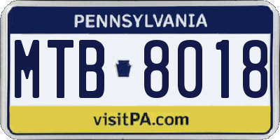 PA license plate MTB8018