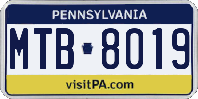 PA license plate MTB8019