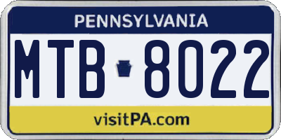 PA license plate MTB8022