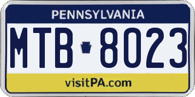 PA license plate MTB8023