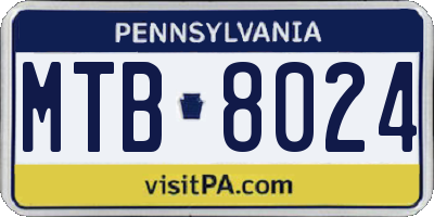 PA license plate MTB8024