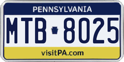 PA license plate MTB8025