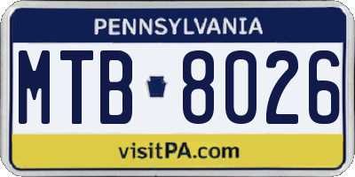 PA license plate MTB8026