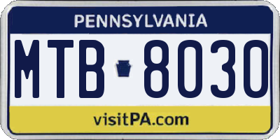 PA license plate MTB8030