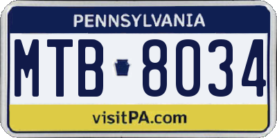 PA license plate MTB8034