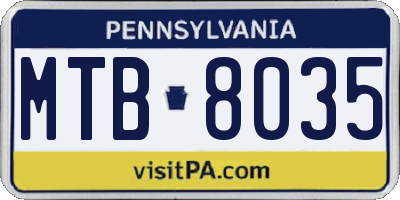 PA license plate MTB8035