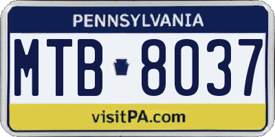 PA license plate MTB8037