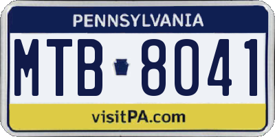 PA license plate MTB8041