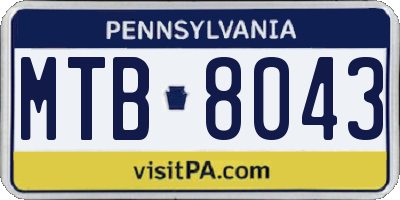 PA license plate MTB8043