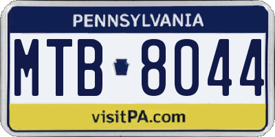 PA license plate MTB8044