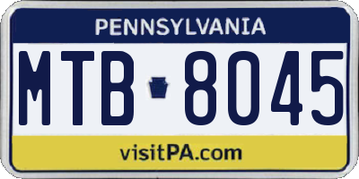 PA license plate MTB8045
