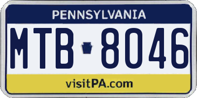 PA license plate MTB8046