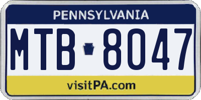 PA license plate MTB8047