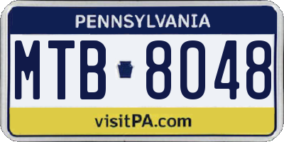 PA license plate MTB8048
