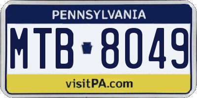 PA license plate MTB8049