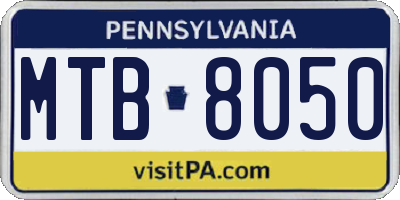 PA license plate MTB8050
